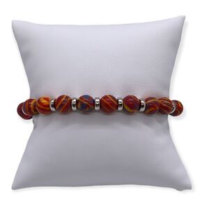 NWT Wool + Pepper Co. Red Malachite & Silver Beaded Bracelet